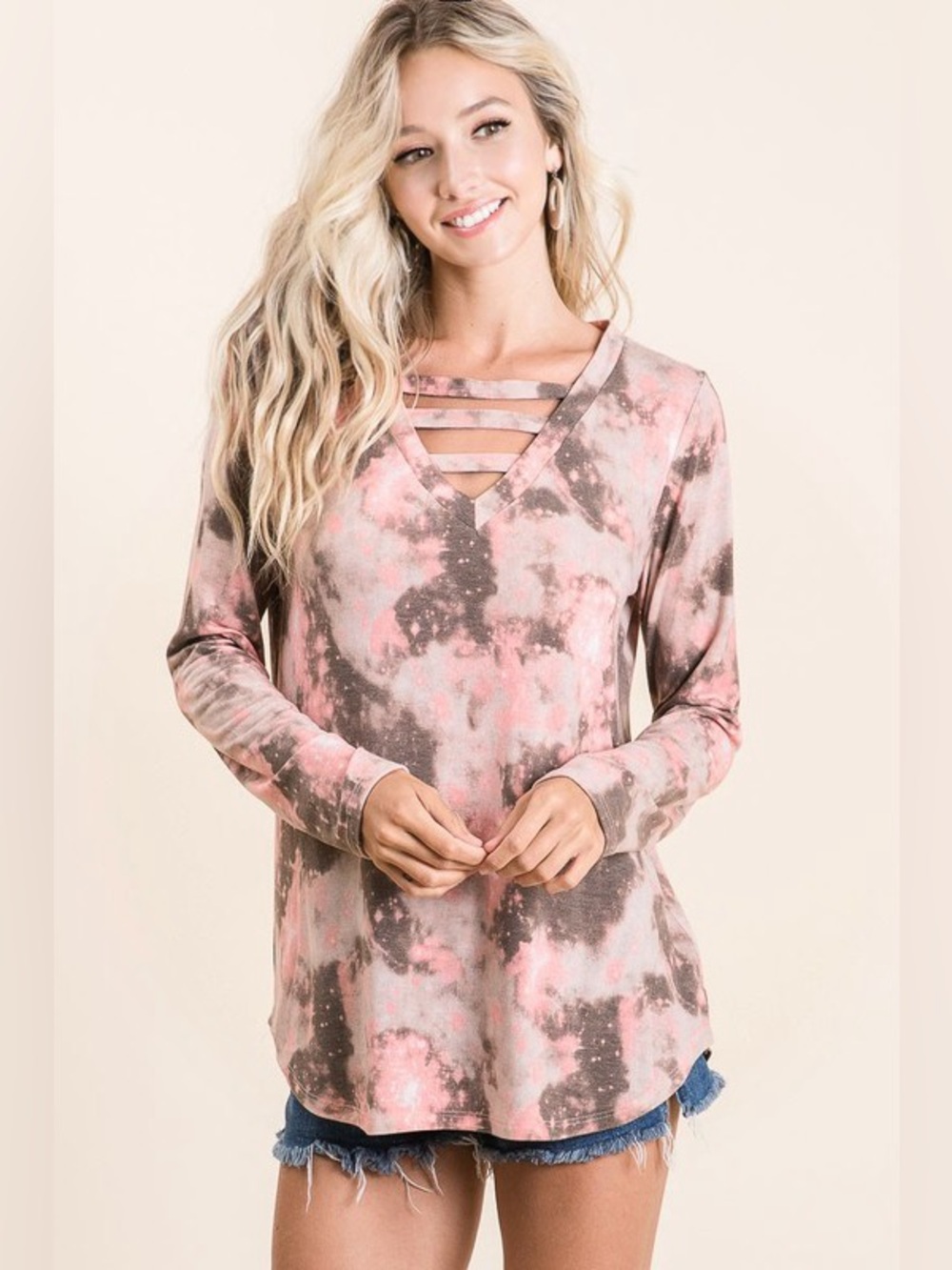 Tie Dye French Terry V-neck Top